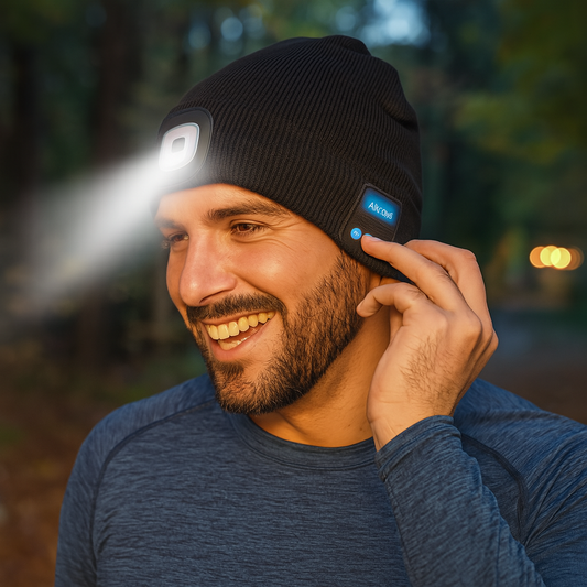 Gorro reproductor de música con linterna